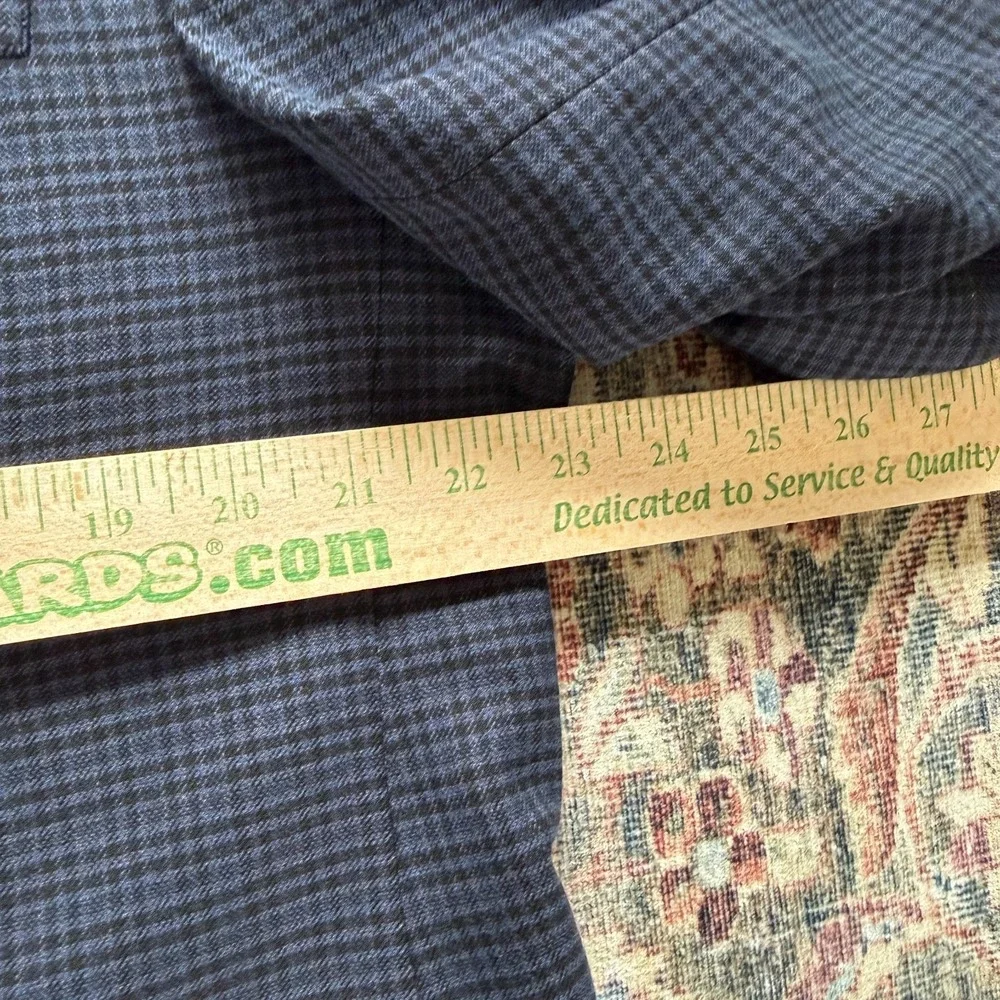 Savile Row Hoxton Blazer‎ 44L Blue Check Sport Coat Stretch Modern Smart Casual